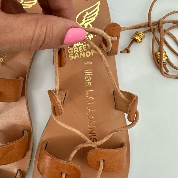 Ancient Greek Sandals With Ilias Lalaounis Alcyone Tan Leather Sandals size 37 - Picture 4 of 5